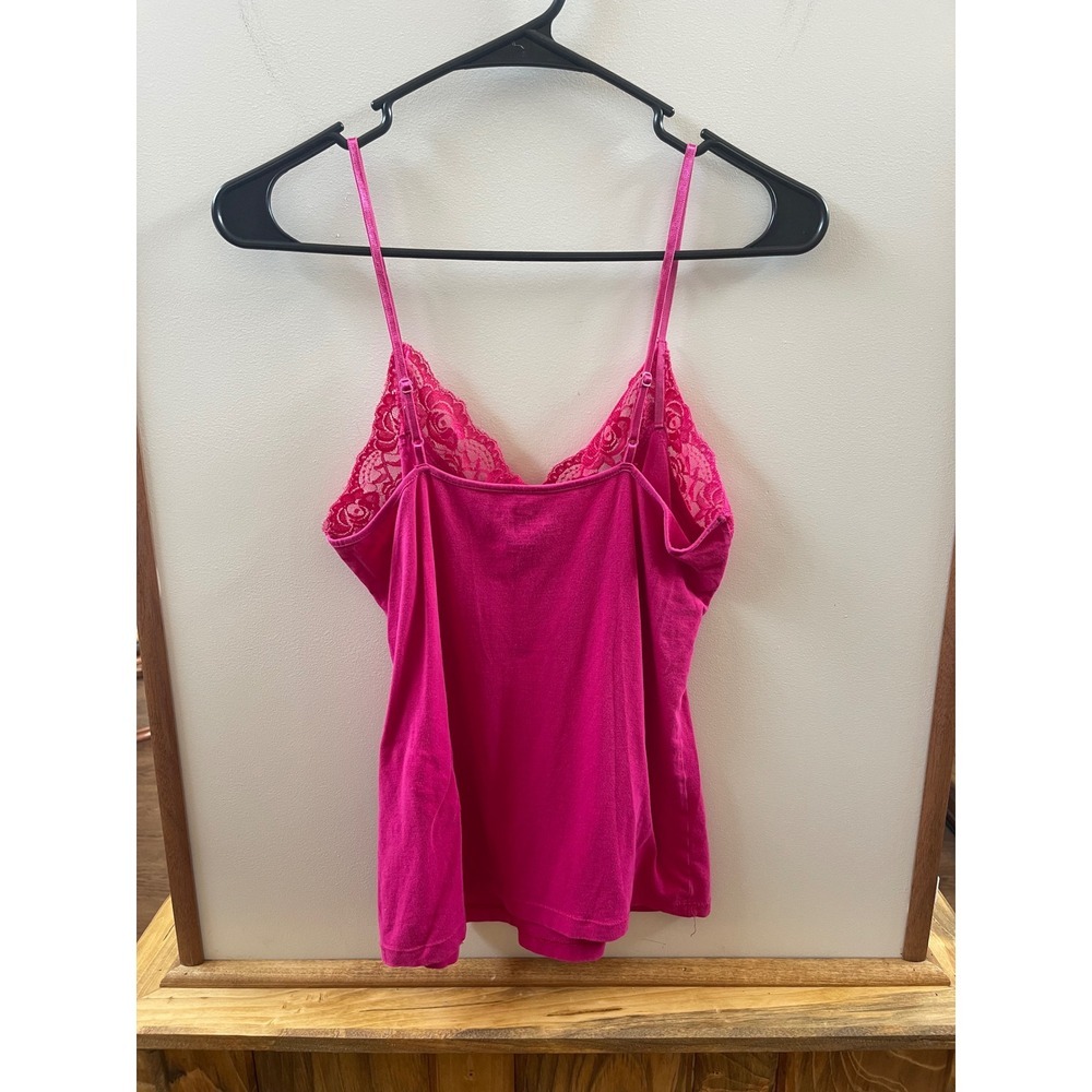 Old Navy Y2K Camisole Women's Medium Pink Lace Trim Adjustable Straps Top - Picture 2 of 3